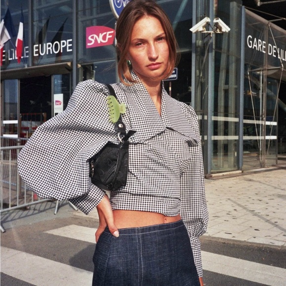 Maison Cleo - Julie - Black Gingham Blouse - Size 36 (S) - ASO Emily Ratajkowski - Picture 9 of 16